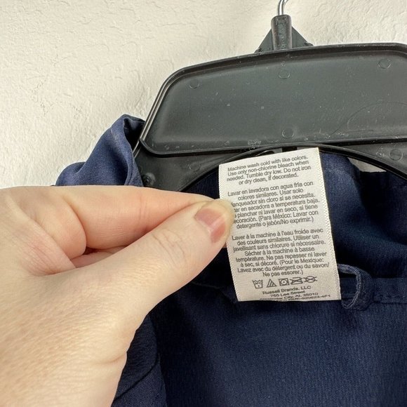 Russell Athletic Full Zip-Up Light Jacket Size L Womens Blue Yellow Pockets - Picture 6 of 10